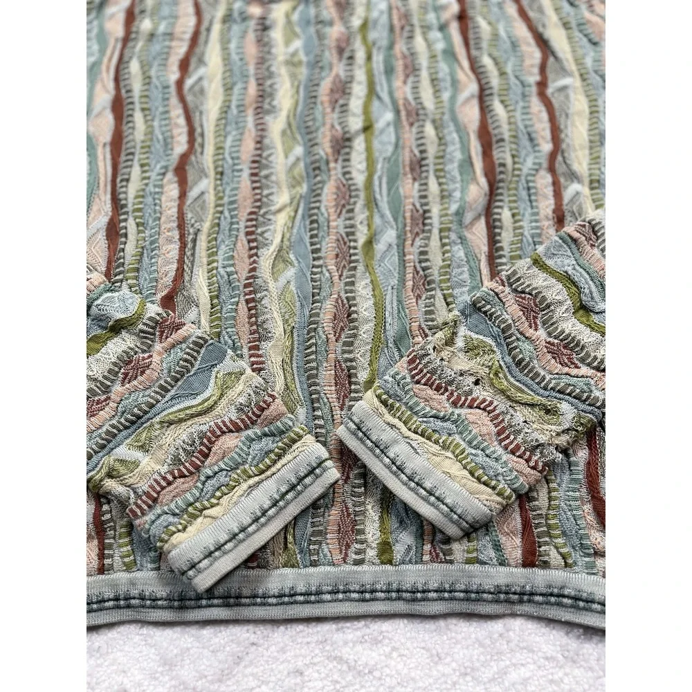 COOGI Women's 3D Cable Knit Crew Neck Size XL Sage Green Colorful 90's - Picture 6 of 13